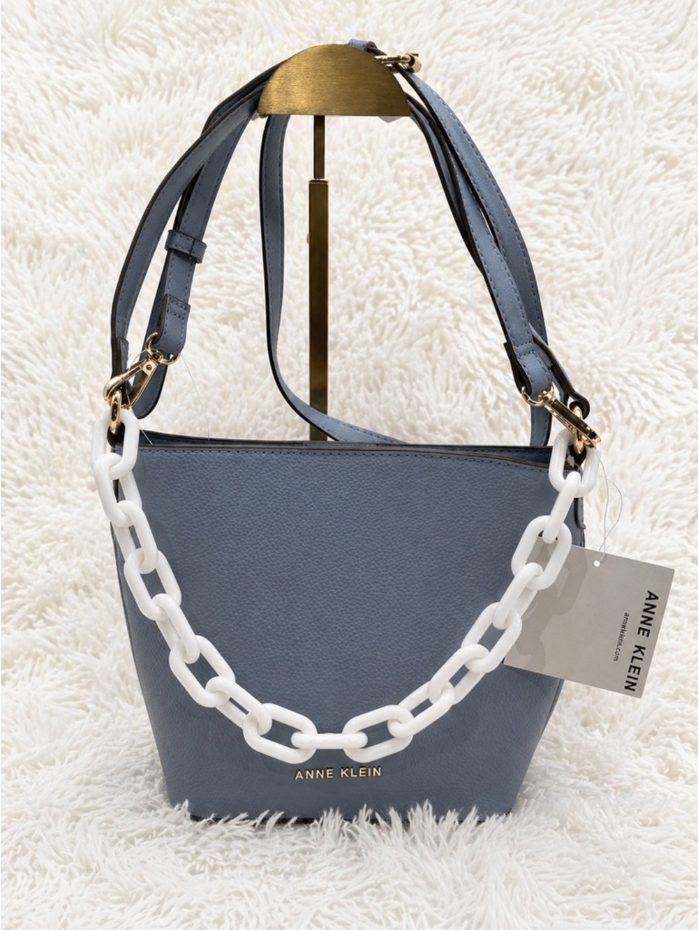 Rare Find ⭐️ Anne Klein Blue Pebbled Bucket Bag NWT